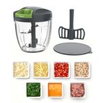 Ibergrif 900ml Manual Food Chopper - Portable Hand Chopper with Stainless Steel Blades and Mixing Paddle - Zyliss Easy Pull Food Processor for Eggs, Onions, Nuts, and Baby Food