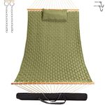 Castaway Living 13 ft. Large Green Softweave Hammock with Free Pillow, Storage Bag, Extension Chains & Tree Hooks, Accommodates 2 People, 450 LB Weight Capacity, 13 ft. x 55 in.