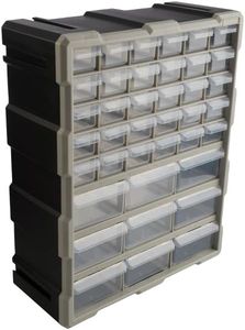 Stalwart 39-Drawer Plastic Small Parts Organizer - Desktop or Wall Storage Drawers for Organizing Hardware, Crafts, Garage, or Classroom (Black)