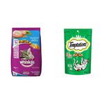 Whiskas Adult (+1 Year) Dry Cat Food Food, Ocean Fish Flavour, 7kg Pack & Cat Treat, Seafood Medley Flavour - 85 g