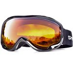 HUBO SPORTS Ski Goggles with UV Protection, OTG Skiing Snow Goggles of Dual Lens with Anti Fog for Men, Women (BBOrange)