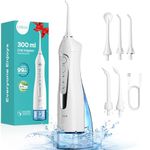 COSLUS Water Dental Flosser Teeth Pick: 2025 Upgraded Portable Cordless Oral Irrigator 300ML Rechargeable Travel Irrigation Cleaner IPX7 Waterproof Flossing Machine for Teeth Cleaning