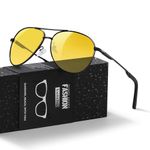 kunchu Pilot Sunglasses Mens Night Driving Glasses Unisex UV400 Protection Black Sunglasses Driving, Fishing,Running Classic Ultra Light Shades Yellow