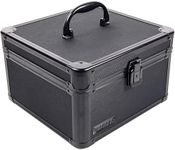 Vaultz Portable Safe Box - 10 x 10 x 6.5 Inch Large Storage Box with Lock, Mesh Pocket & Adjustable Compartments for Cash, Documents and Valuables - Tactical Black