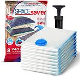 SpaceSaver Vacuum Storage Bags - Clothes Storage Bag Vacuum Pack - Space Saver Vacuum Storage Bags for Clothes Storage, Vacuum Bags for Bedding - Vacuum Bags for Clothes - with Pump (MEDIUM 8-Pack)