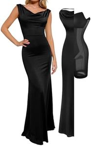 Popilush Women Long Cocktail Formal Dress Sleeveless Shapewear Elegant Bodycon Maxi Dresses Black