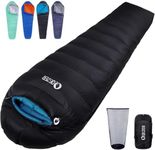 QEZER Down Sleeping Bag 4 Season, Lightweight Winter Sleeping Bag 0 Degree to -12 Degree C for Adults and Kid Camping, Hiking and Backpacking Outdoor Filled 600+FP Down (black)