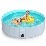 lunaoo Splash Pool, Portable Round Dog Pool, Light Gray, Crafted with High-grade Industrial Strength PVC, Slip Resistant, Available in 3 Sizes