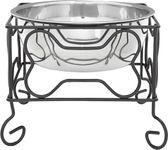 Wrought Iron Stand with Single Stainless Steel Bowl Size: Medium (7" H x 9.5" W x 9.5" D)