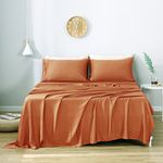 L Linen World Cooling Sheets Set,100% Viscose from Bamboo Sheets Queen Size Organic Bed Sheet 4 Pieces Deep Pocket Sheet,Silky Soft,Breathable(Caramel,Queen)
