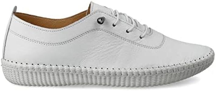 PAYMA - Zapatillas Deportivas Sneakers de Piel para Mujer. Flexibles y Cómodos. Zapatos Planos Casual. Cordones Elásticos. Gran Confort. Color: Blanco, Talla: EU 38
