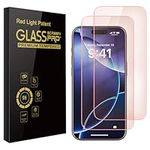 WASOCA 2 Pack Screen Protector for iphone 16 [6.1 inch] with Installation Frame, New Red Light 9H Tempered Glass Screen Protector Upgraded Protection, Anti-Blue Light