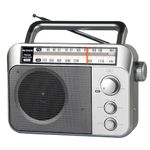 Retekess TR604 Portable Radio FM AM, Battery Radio, Oblique Screen, Easy to Use, Sturdy,Headphone Jack, Large Speaker, Radio for Elderly, Suitable for Gifts(Silver)
