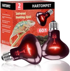 HARTOMPET 60W Infrared Red Heat Lamp – Basking Spot Bulb for Reptiles, Bearded Dragons, Chameleons, Snakes & Lizards; Ideal Red Heat Emitter for Chickens Coop and Brooder Use, E26 Base | 2 Pack