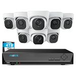 Reolink 4K HD 16CH PoE Video Surveillance System, 8pcs 8MP Person/Vehicle Detection PoE Security Cameras Outdoor with 16-Channel NVR, 4TB HDD Pre-Installed, Night Vision 24/7 Recording, RLK16-800D8