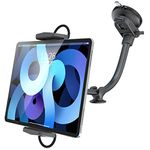 OQTIQ Tablet Car Mount Holder Windshield, Dashboard Car Phone Holder with Long Arm, Suction Cup Mount Compatible with iPad Pro Mini Air for All 5-12.4” Tabs & 4-7” Phones for Most Vehicle, SUV, Truck