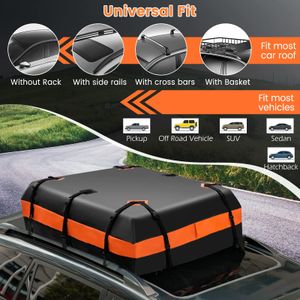 COSTWAY Car Roof Bag, 100% Waterproof Cargo Carrier – 15 Cubic Ft, Black/Orange