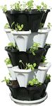 5 Tier Black & Grey Stackable Strawberry Garden - Vertical Gardening Planter Set