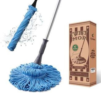 Eyliden Mop with 2 Reusable Heads, Easy Wringing Twist Mop, with 57.5 inch Long Handle, Wet Mops for Floor Cleaning, Commercial Household Clean Hardwood, Vinyl, Tile, and More