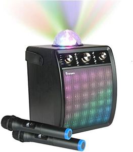 Portable Karaoke Machine & Speaker with Wireless Microphone & Disco Party Light. Mr Entertainer Moonbox (2 x Wireless Microphones)