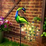 NAN ZAI NAN FANG Solar Garden Lights Metal Decorative Garden Stakes Waterproof Peacock Solar Stake Light for Outdoor Patio Yard Pathway