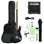 SPORTNOW 6 String Right-Handed Electric Guitar, with 20W Amp, Digital Tuner, Space Strings, Picks, Shoulder Strap and Case Bag - Dark Green