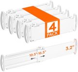 Lifewit Drawer Dividers for Clothes, 3.2" Tall 10.5"-16.5" Expandable Dresser Drawer Organizers, Adjustable White Plastic Separators for Kitchen, Cabinet, Nursery, Socks & Underwear Storage, 4 Pack