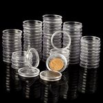 Ettonsun 100Pcs 25mm Coin Holder Capsules for Collectors Coin Collection Display Case Storage Container Coin Collection Supplies, Clear Round Coin Protectors Plastic