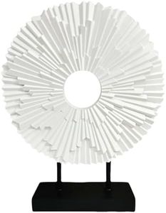 HODESumPure Gold Luxury Round Decorative Sculpture Statue Above Cabinet Home Decorations for Living Room Kitchen Fireplace Mantel Office Bookshelf Table Top Home Decor Accents (White, L) (White)