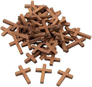 Genie Crafts 50 Pack Bulk Small Cross Set for Crafts, Wooden Cross Charms for Christian Baptism, Easter, First Communion, Rosary (1 x 2 In)