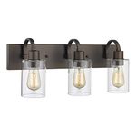 Emliviar Bathroom Vanity Light Fixtures - 3-Light Farmhouse Wall Light for Bathroom, Oil Rubbed Bronze Finish with Clear Glass, YCE237B-3W ORB