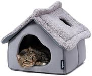 Pelzin Cat Houses for Indoor Cats - Large Cat Cave Bed with Removable Support Foam and Washable 2-Side Mat - Covered Cat Bed for Cat Hideaway - Enclosed Cat Hideout for Kitten and Small Pet, Grey