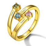 Custom4U Gold Mom Rings with Birthstones Engraved Personalized Grandma Mother Daughter Ring Customized Memory Gifts for Women