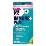 Cold-FX Immune+ Plus, with proprietary extract of North American Ginseng, Vitamin D, Zinc, Quercetin and Copper, Helps reduce Chance Cold and Flu, Immune System Support, 45 Vegan Vegetarian Capsules