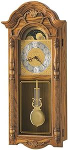 Howard Miller Rothwell Wall Clock 620-184 – Golden Oak Home Decor with Brass Pendulum with Quartz Dual-Chime Movement