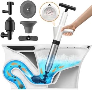 VEUIEIZT Toilet Plunger, Drain Clog Remover, Plungers for Bathroom, High-Pressure Air Drain Blaster with Real-Time Barometer Powerful Heavy Duty Toilet Snake for Sink, Floor, Kitchen Clogged