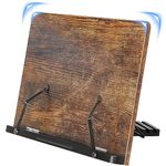 Book Stand, Foldable Book Holder with Clips, Recipe Stand, 5-Angle Adjustable, for Books, Recipes, Tablet, Brown