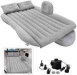 Greenhood Polyvinyl Chloride (PVC) Multifunctional Inflatable Car Bed Mattress with Two Air Pillows Car Air Pump and Repair Kit Camping Picnic Pool & Beach Universal Fit (Grey)