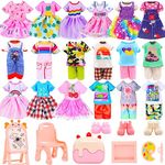 17 Pcs 5.3 Inch Doll Clothes & Accessories Including 4 Outfits 4 Dresses 3 Shoes 1 Packpack 5 Painting Accessories Artist Accessories for Mini Girl Doll