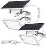 1000 Lumen 299 LED Solar Dusk to Dawn Light Outdoor JACKYLED Solar Powered Spotlight with 4000mAh Battery Outside Waterproof Wall Mount Security Light for Porch Storage Room Patio Shed (White, 2-Pack)
