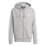 adidas Men's Essentials French Terry Hooded Track Top, Medium Grey Heather/White, M