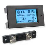 DROK Small Digital Multimeter DC 6.5-100V 50A Voltage Amperage Power Energy Meter DC Volt Amp Tester Watt Meter Gauge Monitor LCD Digital Display