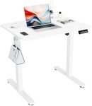 ERGOMAKER Electric Height Adjustable Standing Desk 80x60cm, Sit Stand Desk with Splicing Top for Home Office (White Frame + White Desktop)