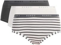 Bonds 3 Pairs X Womens Cottontail Midi Underwear White/Charcoal Stripes 16 White/Charcoal Stripes