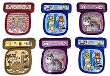 Kids Kraft Cartoon Printed 2 in 1 Break Time Gift Set of Square Lunch Box & Pencil Box for Kids. Random Prints & Colour, Pack of 6.