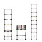 8.5FT Telescoping Ladder Stainless Steel Extension Ladder with Locking Mechanism and Non-Slip Feet Multi-Purpose Collapsible Ladder for Household and Outdoor Working 330 lb Capacity