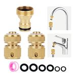 3 pack Universal Kitchen Mixer Tap Hose Connector, Brass Kitchen Sink Mixer Tap Connector Fitting, Garden Hose Pipe Tap Connector Adapter for Kitchen Sink Tap, Bathroom Tap, 22mm & 24mm Threaded Tap