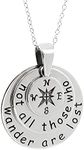 FashionJunkie4Life Compass Pendant Necklaces for Men and Women, Sterling Silver