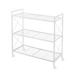 SONGMICS 3-Tier Metal Storage Rack with Wheels, Mesh Shelving Unit with X Side Frames, 31.5-Inch Width, for Entryway, Kitchen, Living Room, Bathroom, Industrial Style, White UBSC183W01