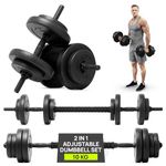 Gallant Adjustable Dumbbells Set 10KG, Non Slip Grip Weights Dumbbells Set Women and Men, Home Gym Equipment for Weight Lifting and Bodybuilding - Barbell Weights Set for Strength Training
